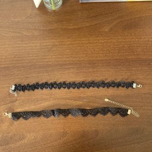 Aldo Black Choker Cloth Necklace 2 with Gold Hook